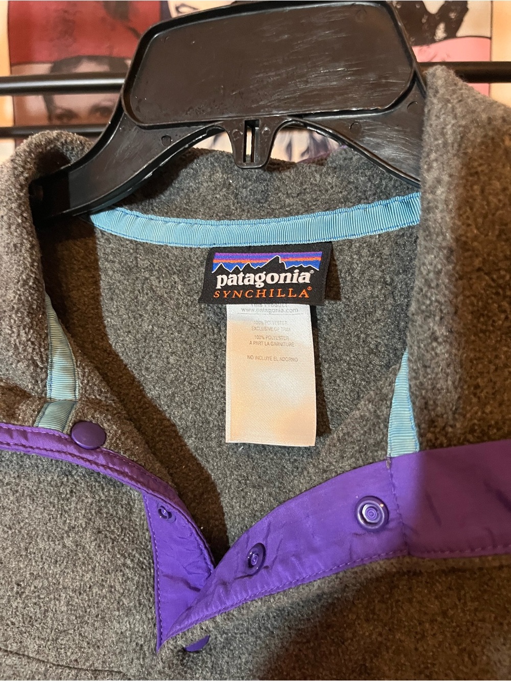 Patagonia Synchilla Gray Purple Snap-T Fleece Pullover Women’s Small - Picture 3 of 4